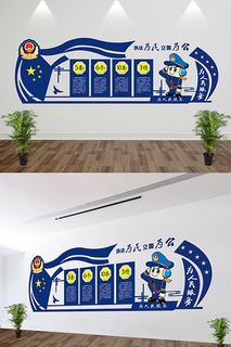 蓝色警营党建文化墙