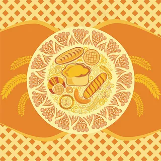 面包插画与麦穗