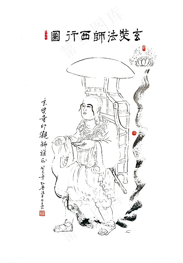 玄奘法师西行图图片cdr矢量模版下载