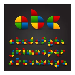 彩色积木拼接艺术字体矢量素材