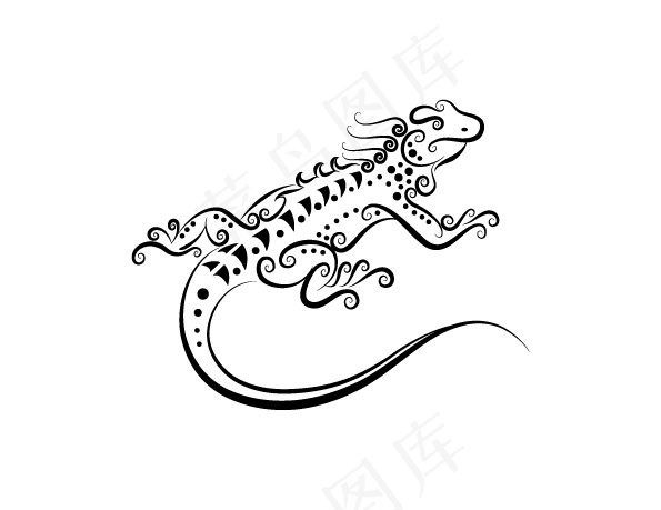 矢量手绘动物壁虎