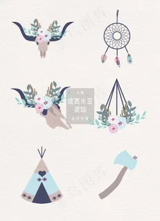 矢量波西米亚风格装饰图案