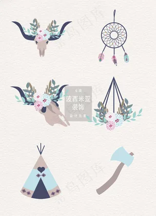 矢量波西米亚风格装饰图案