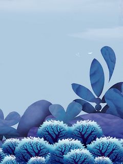 唯美风景新中式手绘插画背景素材