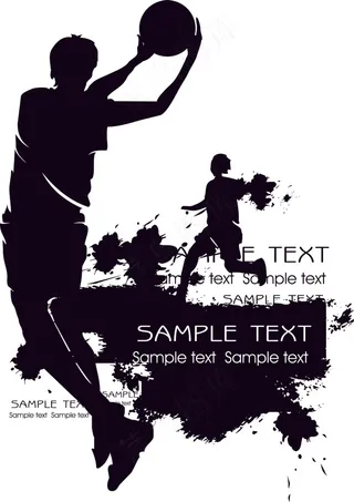 篮球运动剪影矢量素材