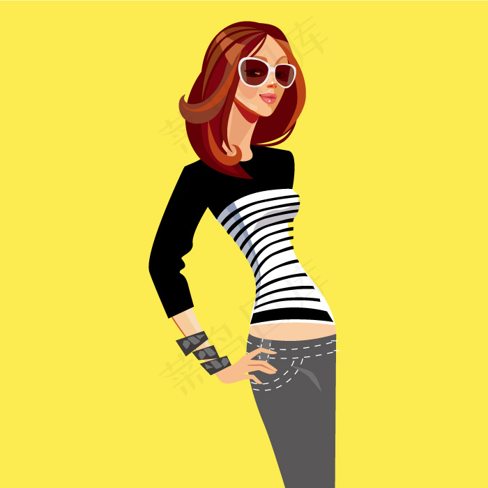 印花矢量图 人物图案 时尚女人 时...