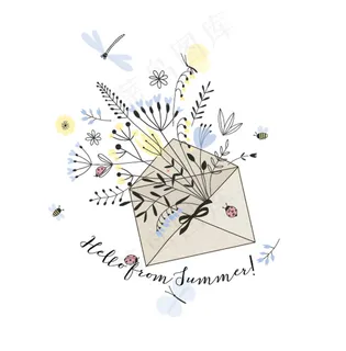 2017夏日问候手绘花草信封唯美小...