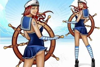 海洋美女船员图片