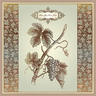 植物纹样葡萄酒瓶贴矢量素材瓶身贴