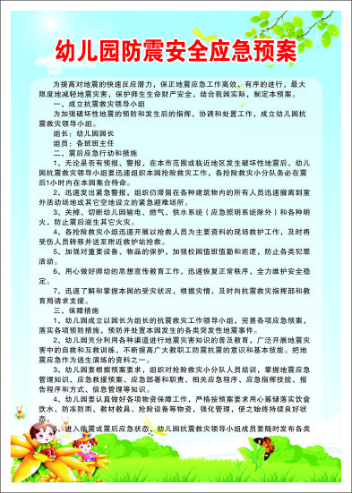 幼儿园防震安全应急预案cdr矢量模版下载