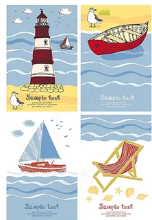 矢量 大海边 度假元素图片