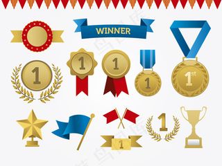 淘宝促销标签勋章徽章金牌奖杯拟物图...