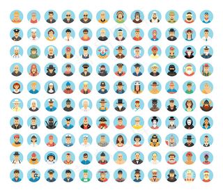 时尚扁平化人物头像图标矢量素材