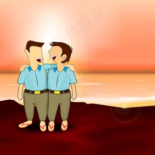 情人节快乐的概念与两个朋友嘲笑的海... 情人节快乐的概念与两个朋友嘲笑的海...