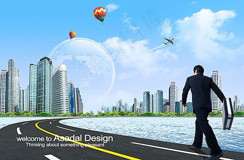 现代道路交通展板背景