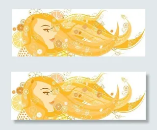 矢量素材的女孩的头像和水果图案