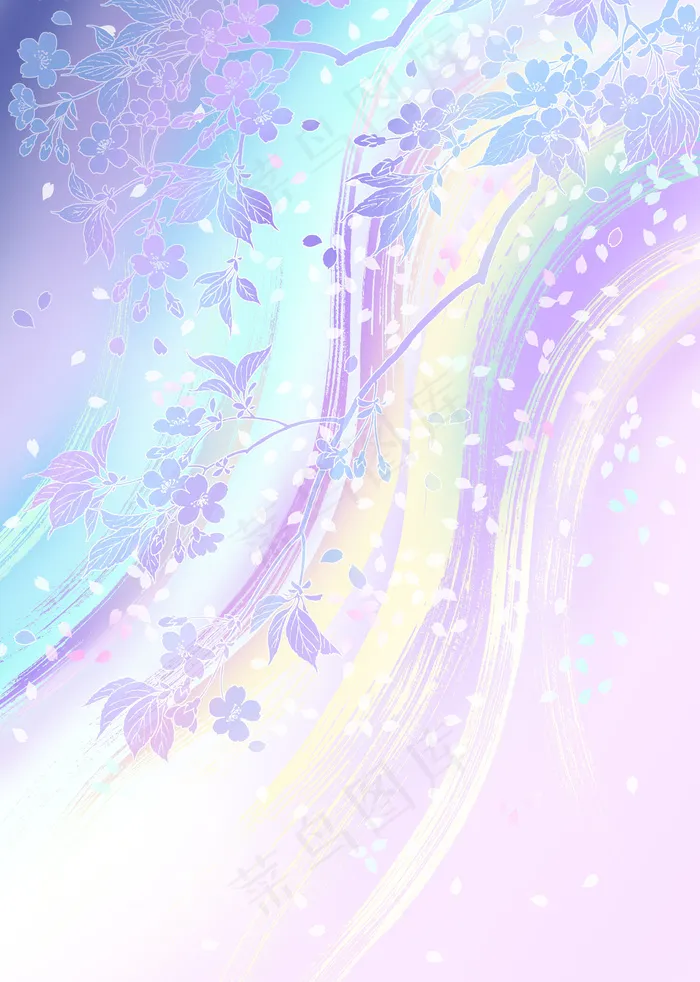 淡蓝枝条水纹效果背景图