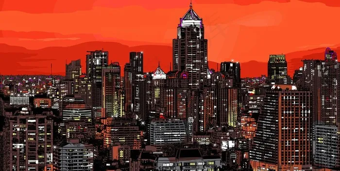 城市夜景图片eps,ai矢量模版下载
