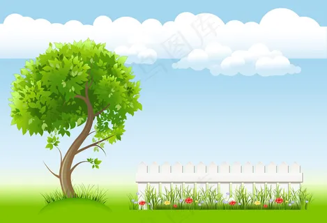 卡通草原风景