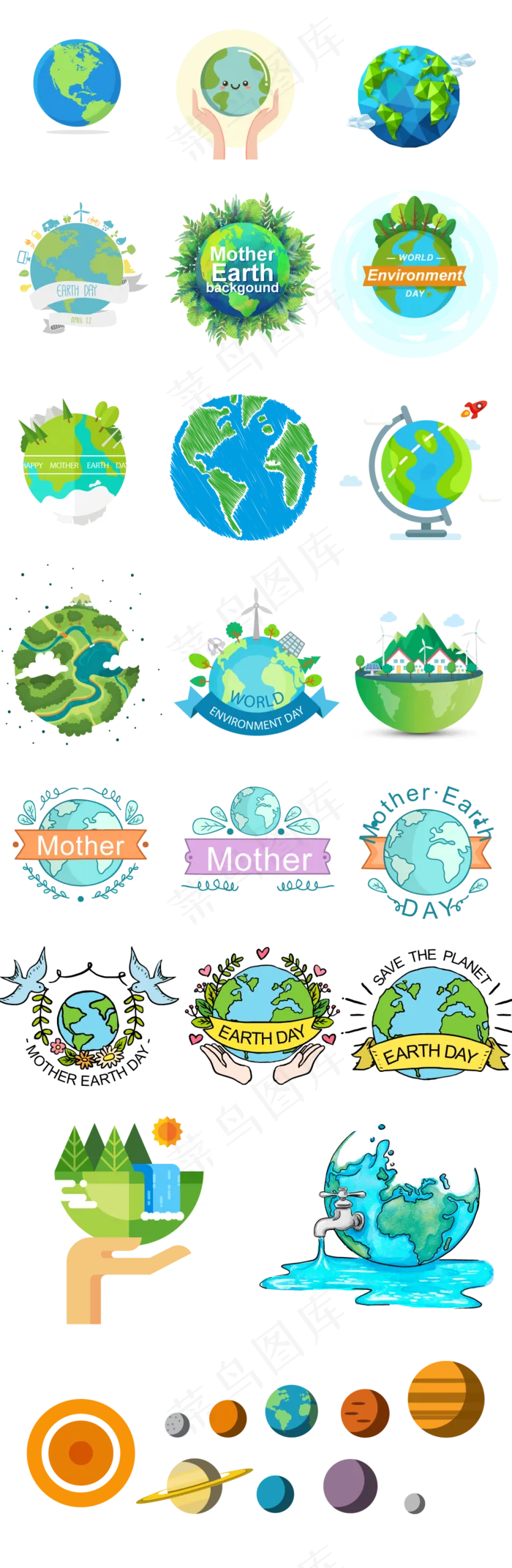 绿色环保地球一小时矢量素材集合
