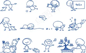 可爱坏小人动作圆珠笔趣味手绘插画