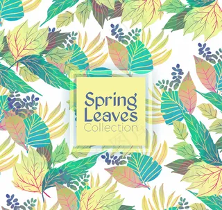 创意春季树叶无缝背景矢量素材