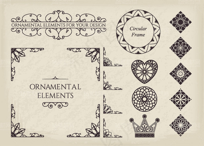 复古花纹花边模板下载