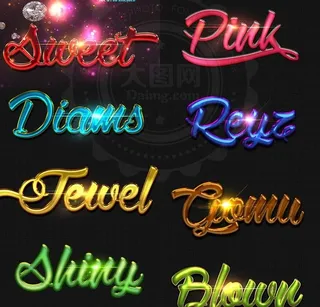 绚丽的金属光效艺术字样式