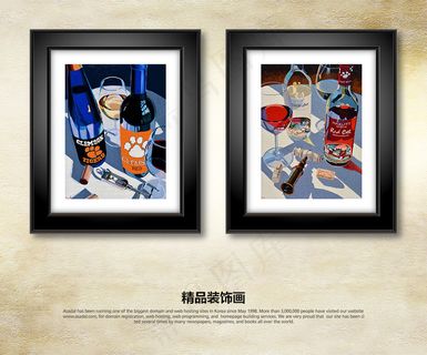 欧式手绘静物酒瓶装饰画无框画挂画