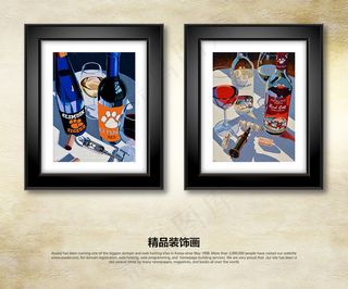 欧式手绘静物酒瓶装饰画无框画挂画