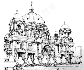 线描建筑写生