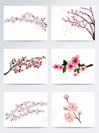 手绘淡雅唯美桃花枝