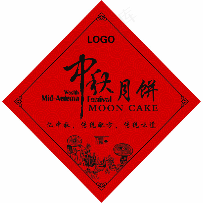 月饼包装标签(3543X3543(DPI:300))psd模版下载