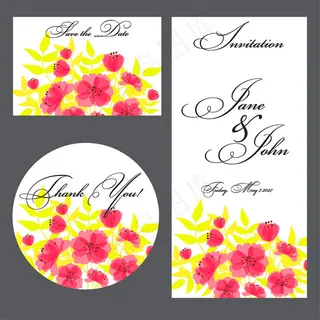 矢量婚礼贺卡鲜花背景图片