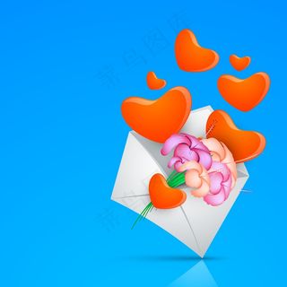 母亲节快乐的背景与心灵和鲜花