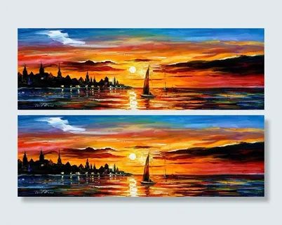 油画 落日帆船 李奥尼德·阿夫列莫...