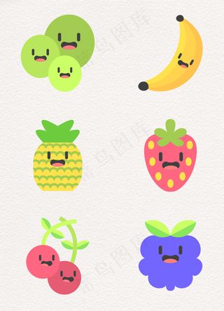 可爱表情水果矢量图