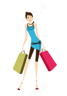 购物少女设计素材ai设计文件