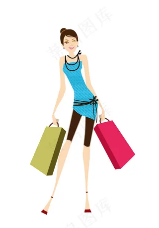 购物少女设计素材ai设计文件
