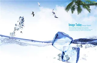 夏日海边冰凉海滩素材