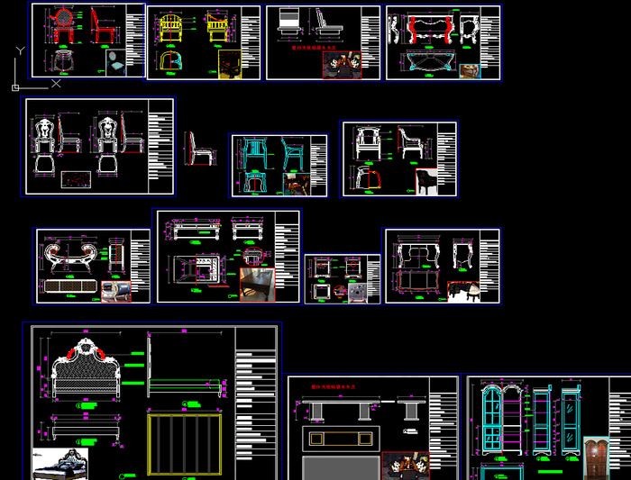 美式床书椅沙发柜子餐台CAD图纸