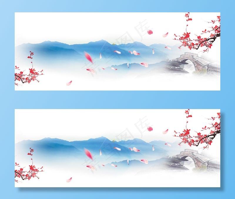 中国风唯美古风桃花海报BANNER...