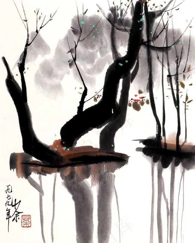 移门素材玄关画国画山水画水墨画(4535X5669(DPI:72))psd模版下载