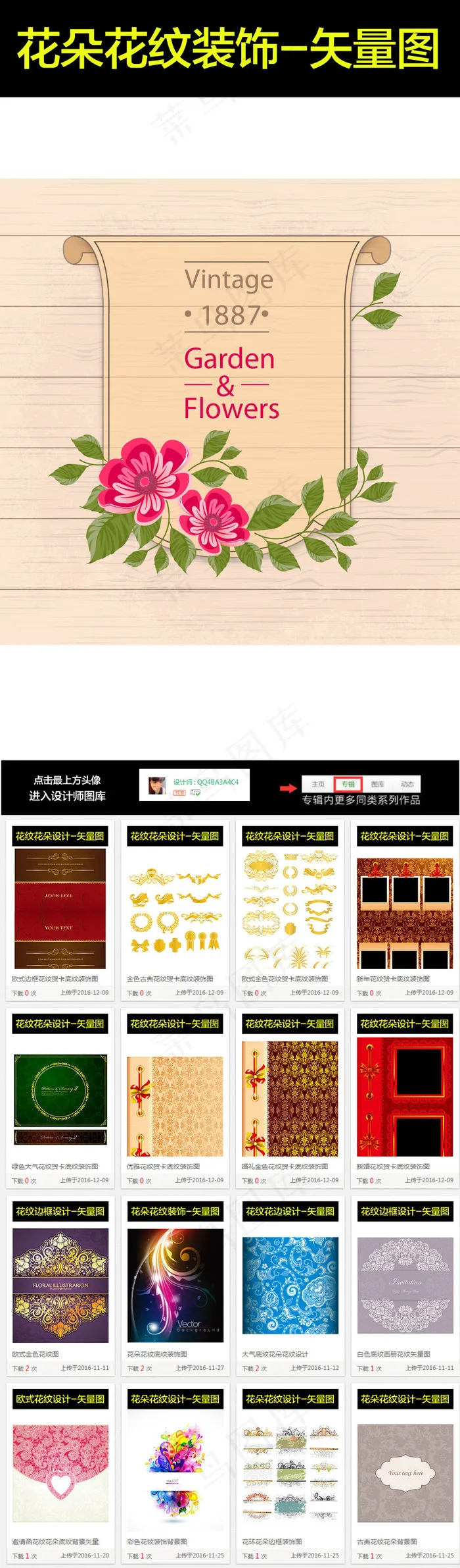 复古鲜花花朵装饰高清背景图