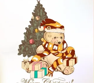 可爱的泰迪熊和圣诞树矢量