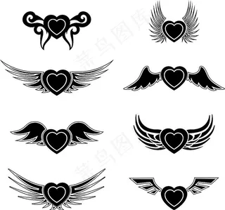 黑色翅膀爱心图标