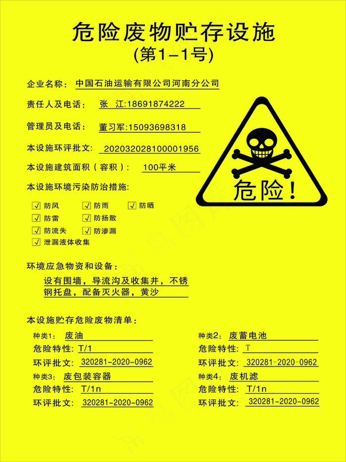 中国石油危险废物贮存设施cdr矢量模版下载
