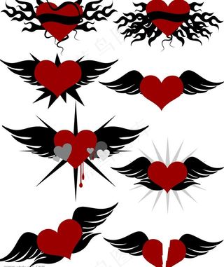 带翅膀的心型矢量素材图片