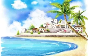 夏天风景插画图片