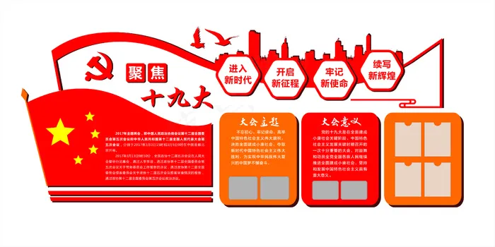 聚焦十九大精神文化墙cdr矢量模版下载